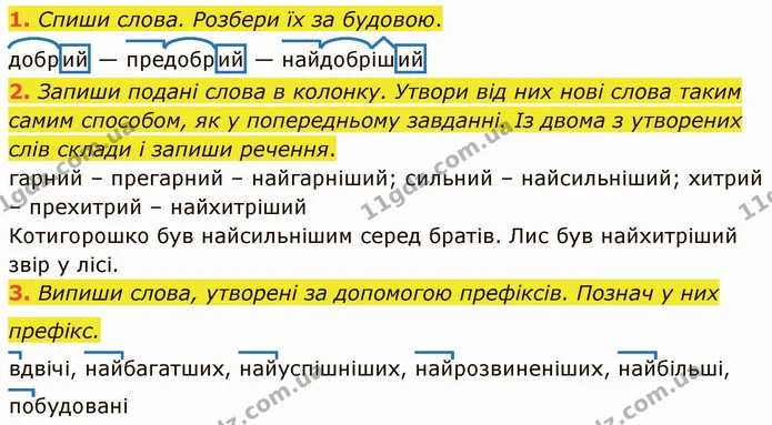 1. Спиши слова. Розбери їх за будовою. — ГДЗ Українська мова та читання 4 клас Пономарьова