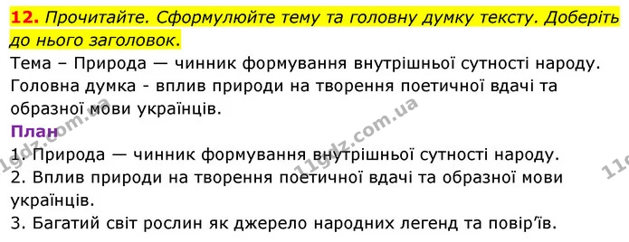12. Прочитайте. Сформулюйте тему та головну думку тексту. Доберіть до нього заголовок. — ГДЗ Українська мова 8 клас Глазова О.П. 2021
