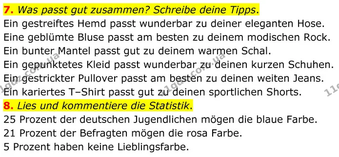 7. Was passt gut zusammen? Schreibe deine Tipps. — ГДЗ Німецька мова 8 клас Сотникова (2025) 4 рік