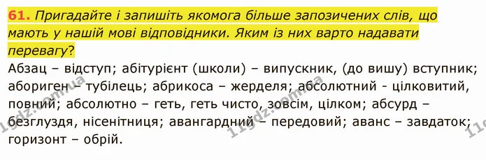 61. Розгляньте схему. Що ви дізналися про групи слів за походженням? На які запитання тут с відповіді? Передайте зміст схеми своїми — ГДЗ Українська мова 5 клас Голуб