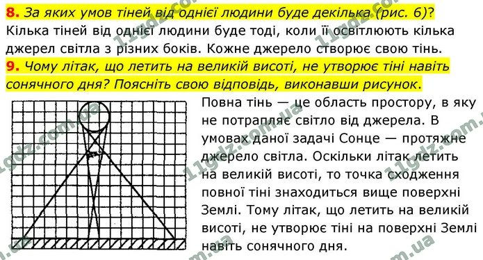 8. За яких умов тіней від однієї людини буде декілька (рис. 6)? — ГДЗ Фізика 9 клас Бар’яхтар 2026