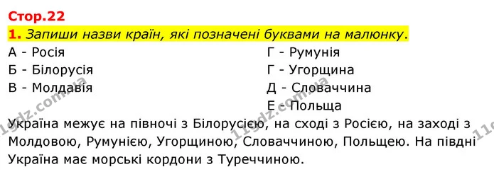 1. Запиши назви країн, які позначені буквами на малюнку. — ГДЗ Робочий зошит Я досліджую світ 4 клас Гільберг
