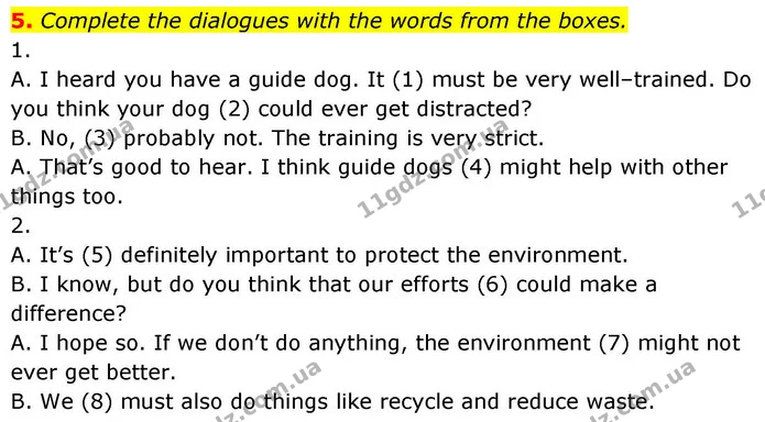 5. Complete the dialogues with the words from the boxes. — ГДЗ зошит Grammar Англійська мова 8 клас Prepare 2025