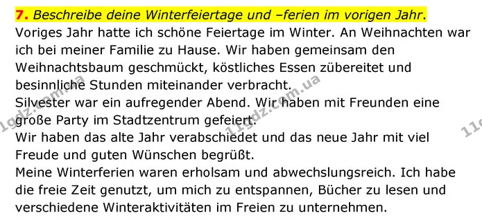 7. Beschreibe deine Winterfeiertage und –ferien im vorigen Jahr. — ГДЗ Німецька мова 6 клас Сотникова 2 рік (2023)