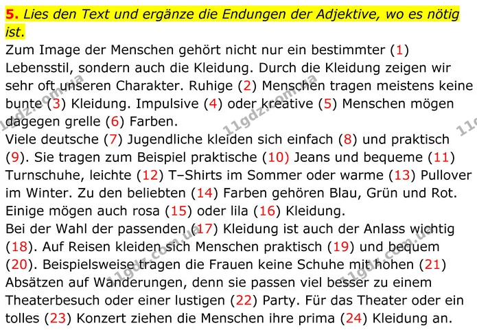 5. Lies den Text und ergänze die Endungen der Adjektive, wo es nötig ist. — ГДЗ Німецька мова 8 клас Сотникова (2025) 4 рік