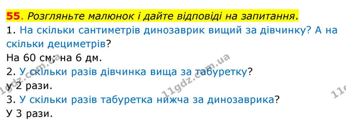 55. Розгляньте малюнок і дайте відповіді на запитання. — ГДЗ Математика 3 клас Бевз 2 частина