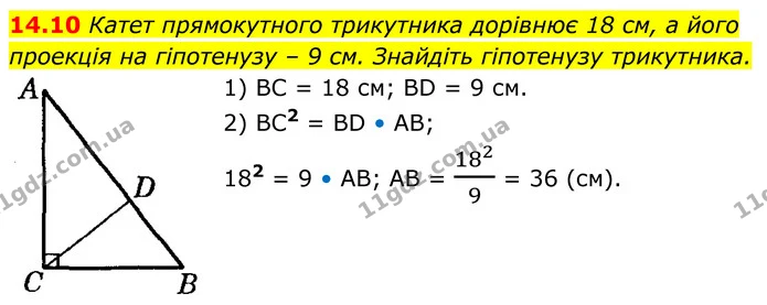 14.10 Катет прямокутного трикутника дорівнює 18 см, а його — ГДЗ Геометрія 8 клас Істер
