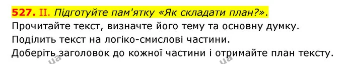527. ІІ. Підготуйте пам'ятку «Як складати план?». — ГДЗ Українська мова 6 клас Голуб 2023