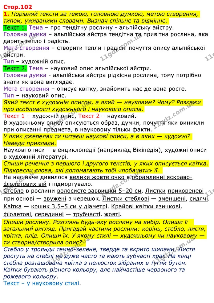 1. Порівняй тексти за темою, головною думкою, метою створення, типом, уживаними словами. Визнач спільне та відмінне. — ГДЗ Українська мова та читання 3 клас Большакова 1-2 ч.