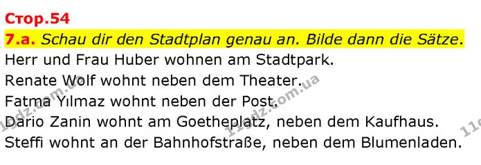 7.a. Schau dir den Stadtplan genau an. Bilde dann die Sätze. — ГДЗ Німецька мова 7 клас Басай
