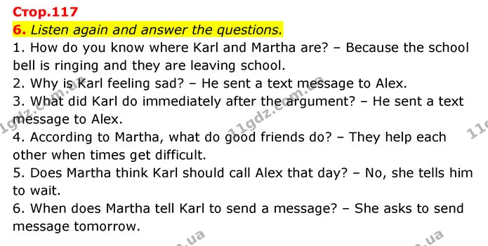 6. Listen again and answer the questions. — ГДЗ Англійська мова 6 клас Коста (Prepare 6)