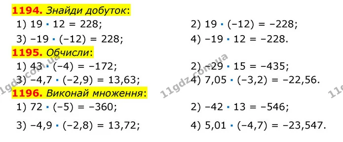1194. Знайди добуток: — ГДЗ Математика 6 клас Істер 2023 1-2 ч.