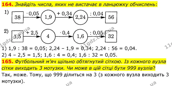 164. Знайдіть числа, яких не вистачає в ланцюжку обчислень: — ГДЗ Математика 6 клас Мерзляк 2023 1-2 ч.
