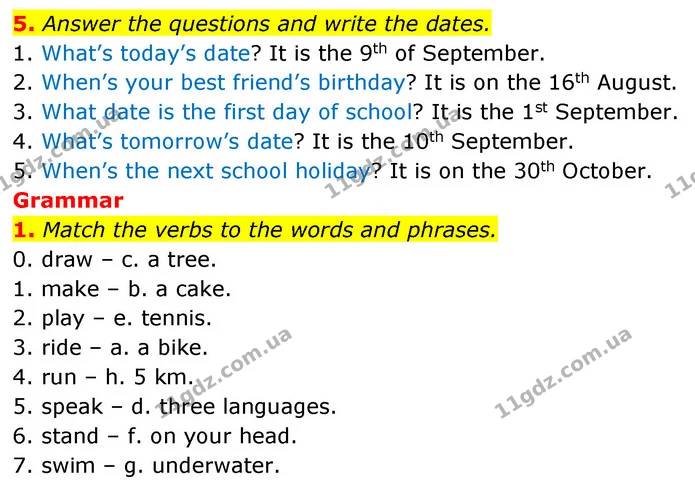 5. Answer the questions and write the dates. — ГДЗ робочий зошит Англійська мова 6 клас Prepare