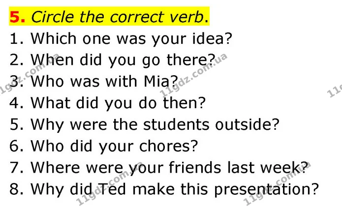 5. Circle the correct verb. — ГДЗ зошит grammar Англійська мова 7 клас Карпюк