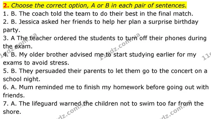 2. Choose the correct option, A or B in each pair of sentences. — ГДЗ зошит Grammar Англійська мова 8 клас Prepare 2025