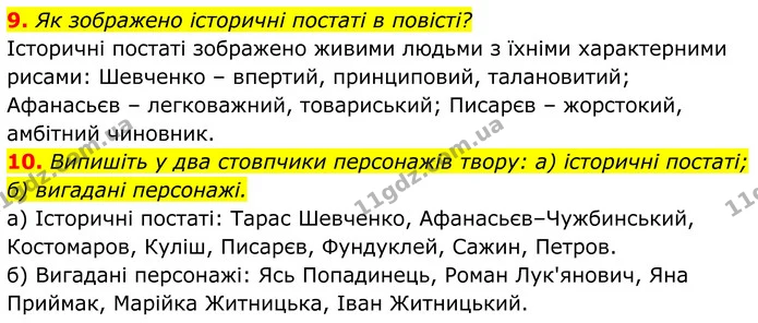 9. Як зображено історичні постаті в повісті? — ГДЗ Українська література 8 клас Калинич
