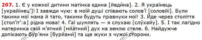 207 — ГДЗ Українська мова 5 клас Глазова 2018 — ГДЗ Українська мова 5 клас Глазова 2018