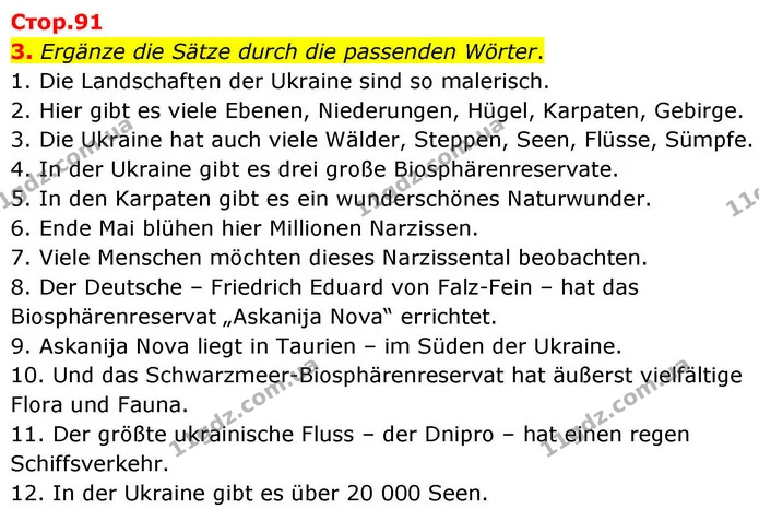 3. Ergänze die Sätze durch die passenden Wörter. — ГДЗ робочий зошит Німецька мова 8 клас Басай