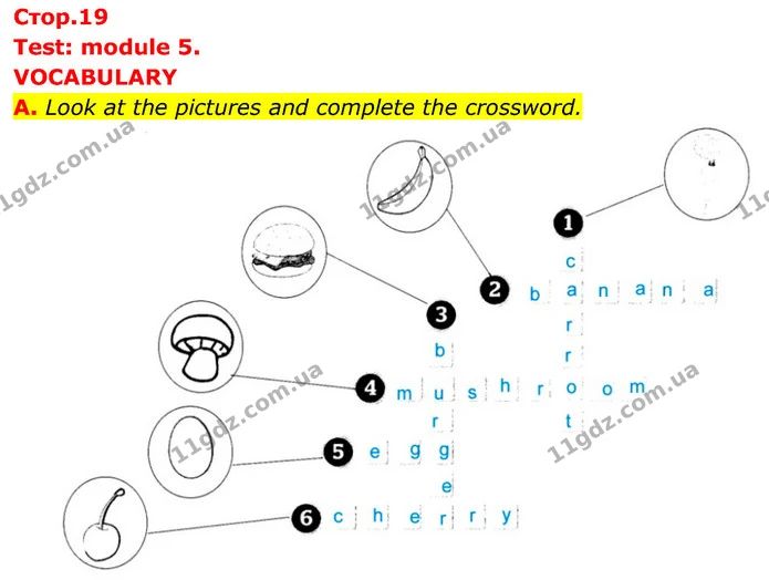 A. Look at the pictures and complete the crossword. — ГДЗ Збірник тестів Англійська мова 5 клас Мітчелл (Test Booklet)