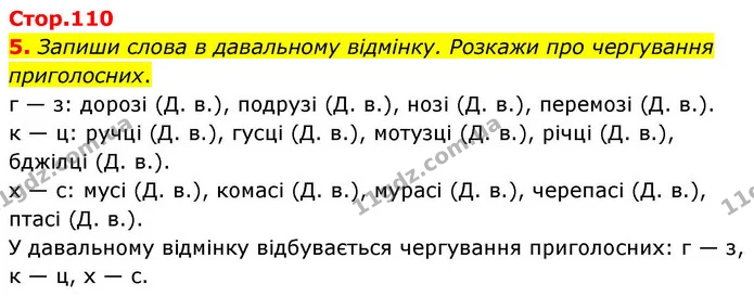 5. Запиши слова в давальному відмінку. Розкажи про чергування приголосних. — ГДЗ Українська мова та читання 4 клас Большакова