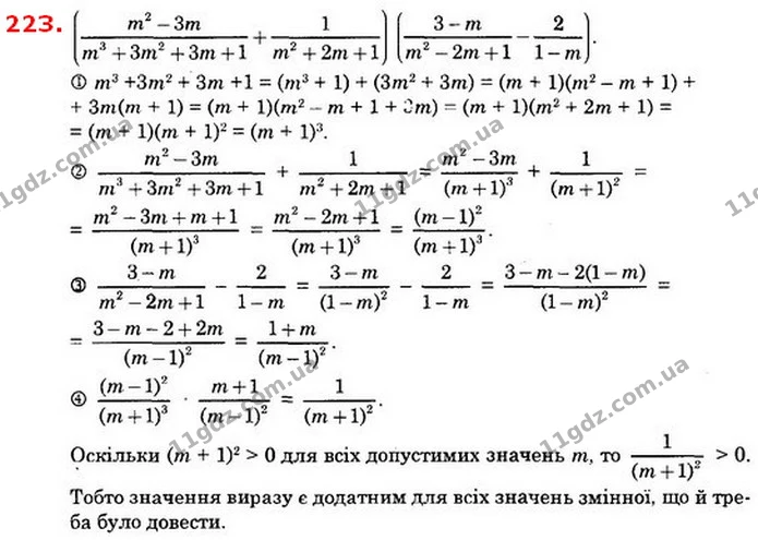 223. Доведіть, що значення виразу є додатним при всіх допустимих значеннях змінної. — ГДЗ Алгебра 8 клас Істер 2021