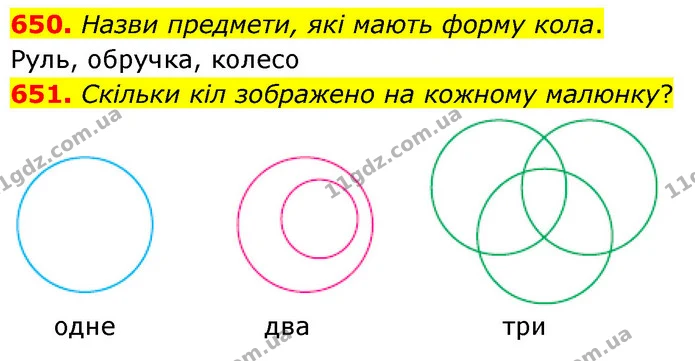 650. Назви предмети, які мають форму кола. — ГДЗ Математика 3 клас Листопад 1-2 ч.