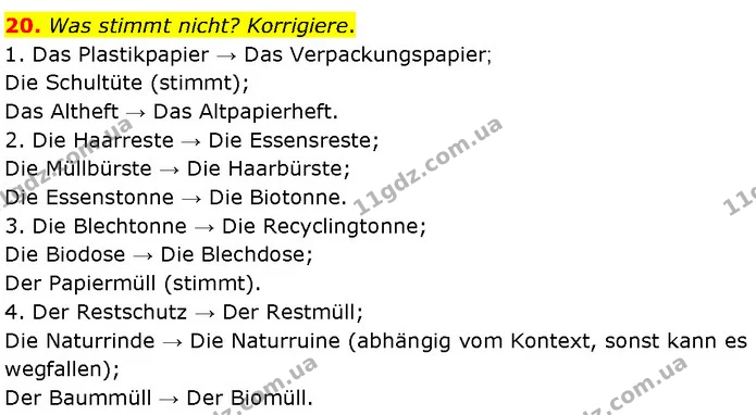 20. Was stimmt nicht? Korrigiere. — ГДЗ Німецька мова 7 клас Басай