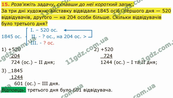 15. Розв'яжіть задачу, склавши до неї короткий запис. — ГДЗ Математика 4 клас Логачевська 1-2 ч. 2021