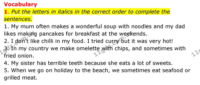 1. Put the letters in italics in the correct order to complete the sentences. — ГДЗ робочий зошит Англійська мова 6 клас Prepare