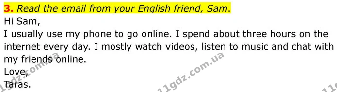 3. Read the email from your English friend, Sam. — ГДЗ робочий зошит Англійська мова 7 клас Prepare