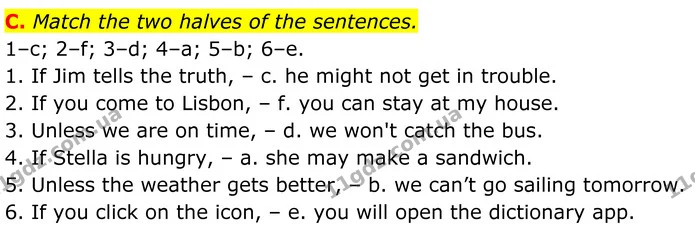 C. Match the two halves of the sentences. — ГДЗ граматика Англійська мова 7 клас Мітчелл