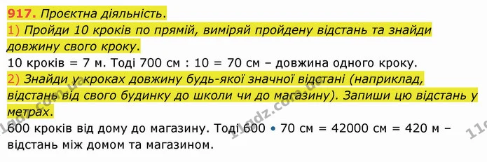 917. Проєктна діяльність. — ГДЗ Математика 5 клас Істер 2022