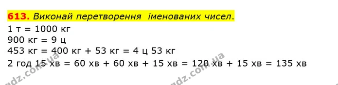 613. Виконай перетворення іменованих чисел. — ГДЗ Математика 3 клас Оляницька 1 та 2 частини