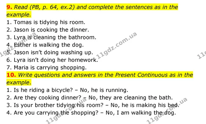 9. Read (PB, p. 64, ex.2) and complete the sentences as in the example. — ГДЗ Робочий зошит Англійська мова 5 клас Косован (Дж. Коста)