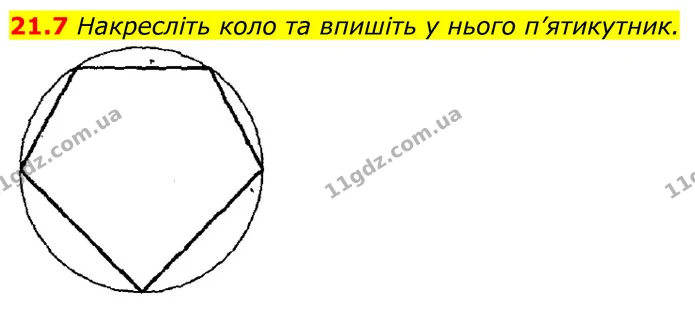 21.7 Накресліть коло та впишіть у нього п’ятикутник. — ГДЗ Геометрія 8 клас Істер