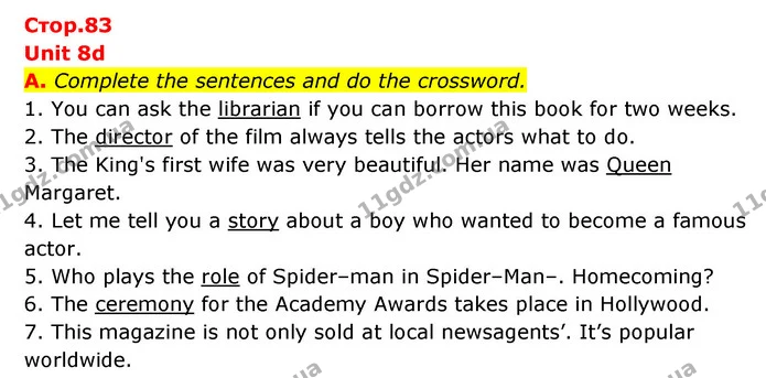 A. Complete the sentences and do the crossword. — ГДЗ Робочий зошит Англійська мова 6 клас Мітчелл