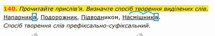 140. Прочитайте прислів’я. Визначте спосіб творення виділених слів. — ГДЗ Українська мова 6 клас Глазова
