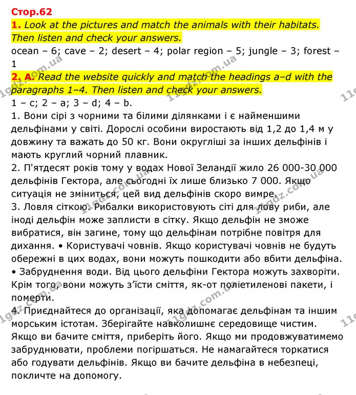 Стр.62 (1-2A) — ГДЗ Англійська мова 6 клас Мітчелл — ГДЗ Англійська мова 6 клас Мітчелл