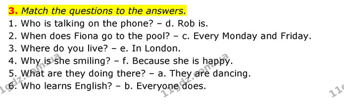 3. Match the questions to the answers. — ГДЗ Зошит з граматики Англійська мова 5 клас Карпюк 2022