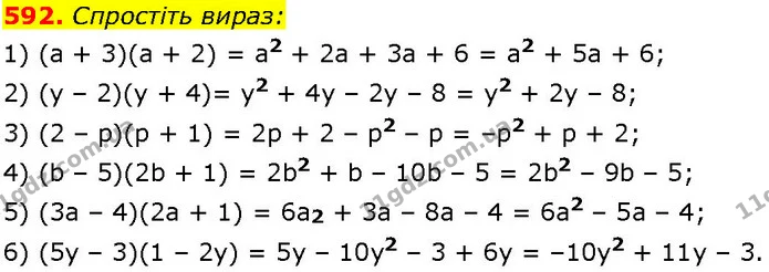 592. Спростіть вираз: — ГДЗ Алгебра 7 клас Істер 2024