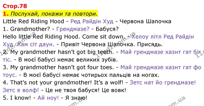 1. Послухай, покажи та повтори. — Англійська мова 1 клас Мітчелл