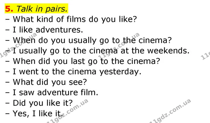 5. Talk in pairs. — ГДЗ Англійська мова 5 клас Мітчелл