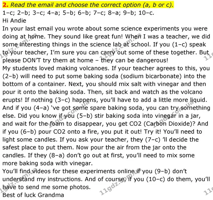 2. Read the email and choose the correct option (a, b or c). — ГДЗ зошит Grammar Англійська мова 8 клас Prepare 2025