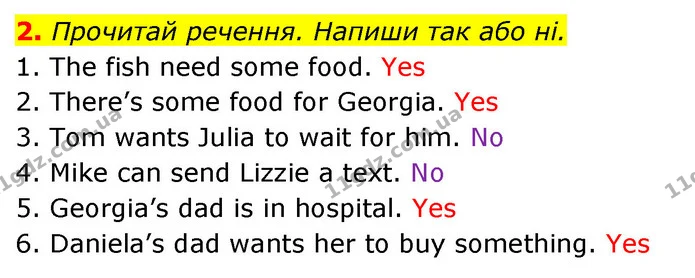2. Прочитай речення. Напиши так або ні. — ГДЗ Англійська мова 5 клас Коста Джоанна