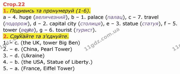 1. Подивись та пронумеруй (1-6). — ГДЗ Зошит Англійська мова 4 клас Мітчелл