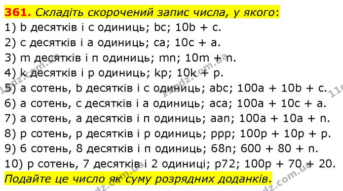 361. Складіть скорочений запис числа, у якого: — ГДЗ Алгебра 7 клас Тарасенкова 2024