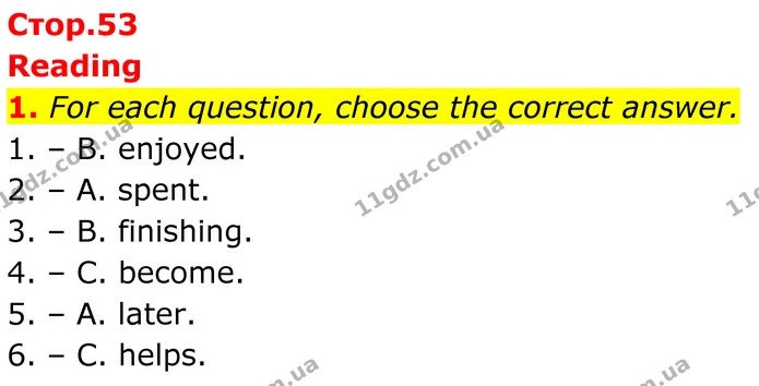 1. For each question, choose the correct answer. — ГДЗ Англійська мова 7 клас Коста