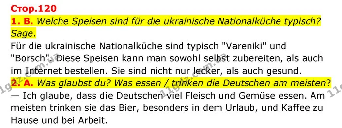 1. B. Welche Speisen sind für die ukrainische Nationalküche typisch? Sage. — ГДЗ Німецька мова 8 клас Сидоренко