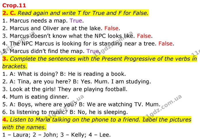 2. C. Read again and write T for True and F for False. — ГДЗ Англійська мова 6 клас Мітчелл